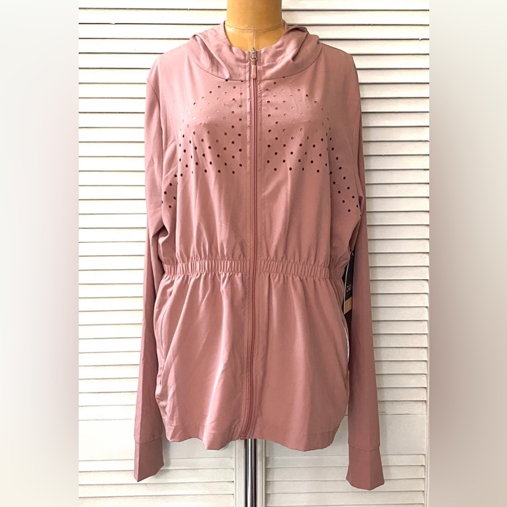 🆕 Cali Sport Jacket Women’s XL Pink Perforated Activewear Athleisure Hoodie NWT